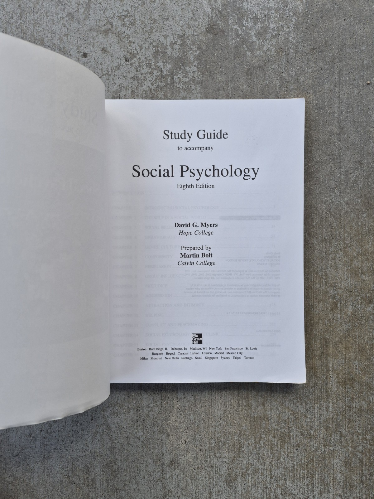 Study Guide to Social Psychology Eighth Edition by Martin Bolt