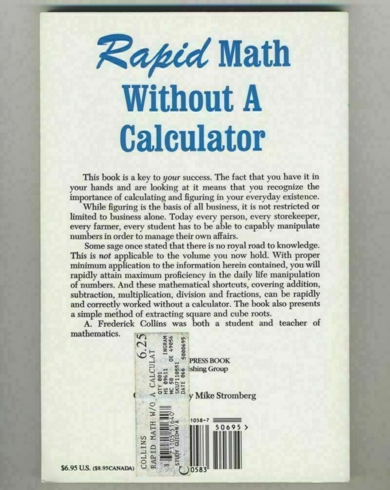 Rapid Math without a Calculator Mathematics Shortcuts Fast Quick Methods Book