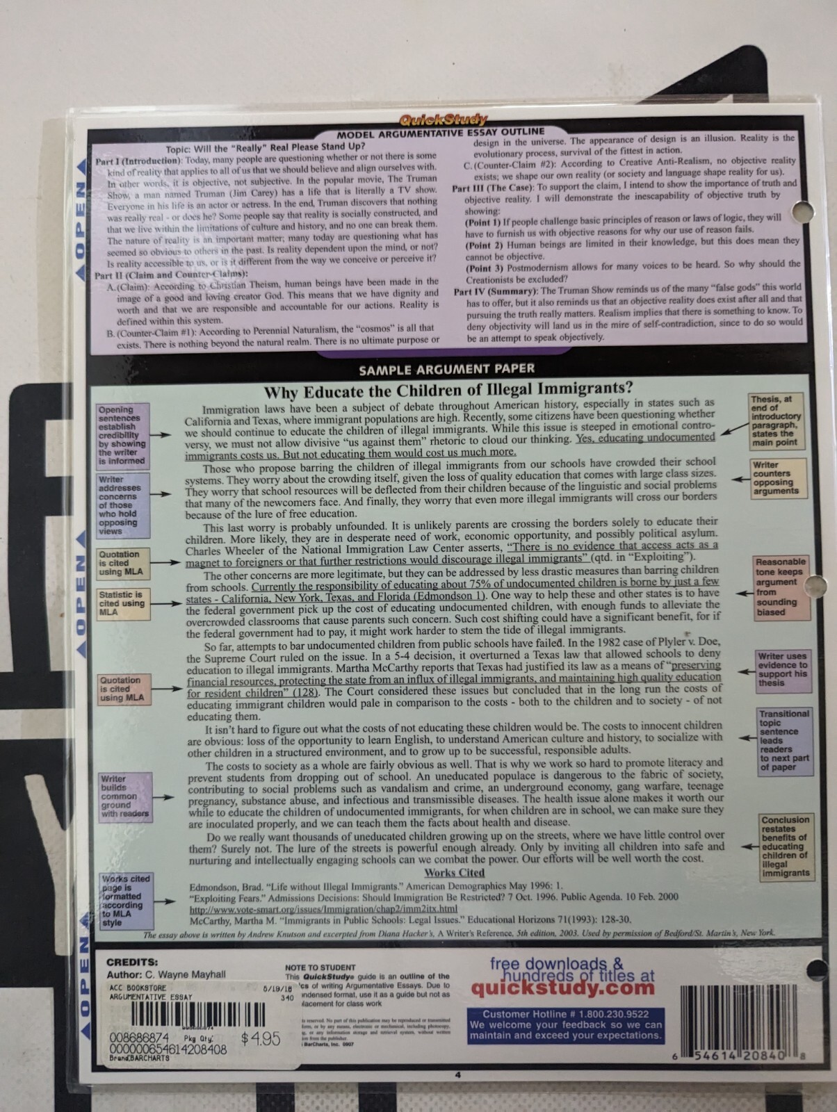 Argumentative Essay Quick Study Academic Cheat Sheet