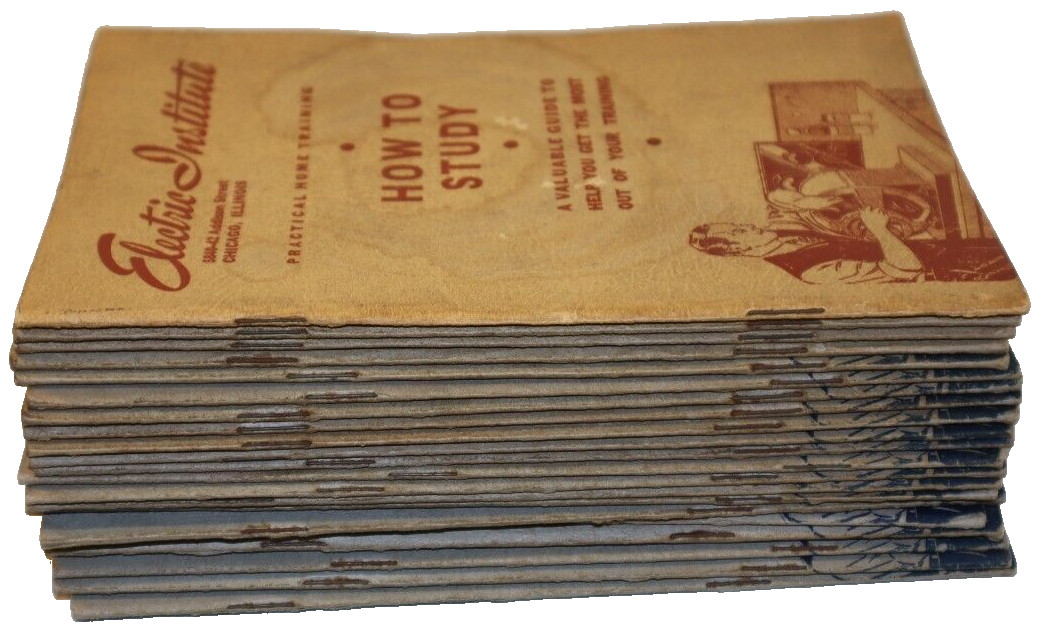 Vintage 1936 Electric Institute Chicago, IL Books How to Study & Lessons 1-20