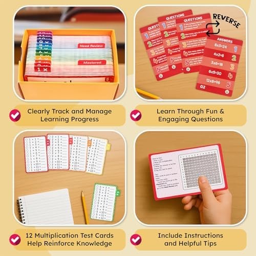 JoyCat 162 Multiplication Flash Cards – All Facts 1-12 Times Tables with Visu…