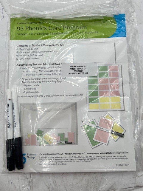 95 Phonics Core Program Gr 4 Teacher’s Ed 3 Vols,1 Student Wkbk,Manipulative Kt