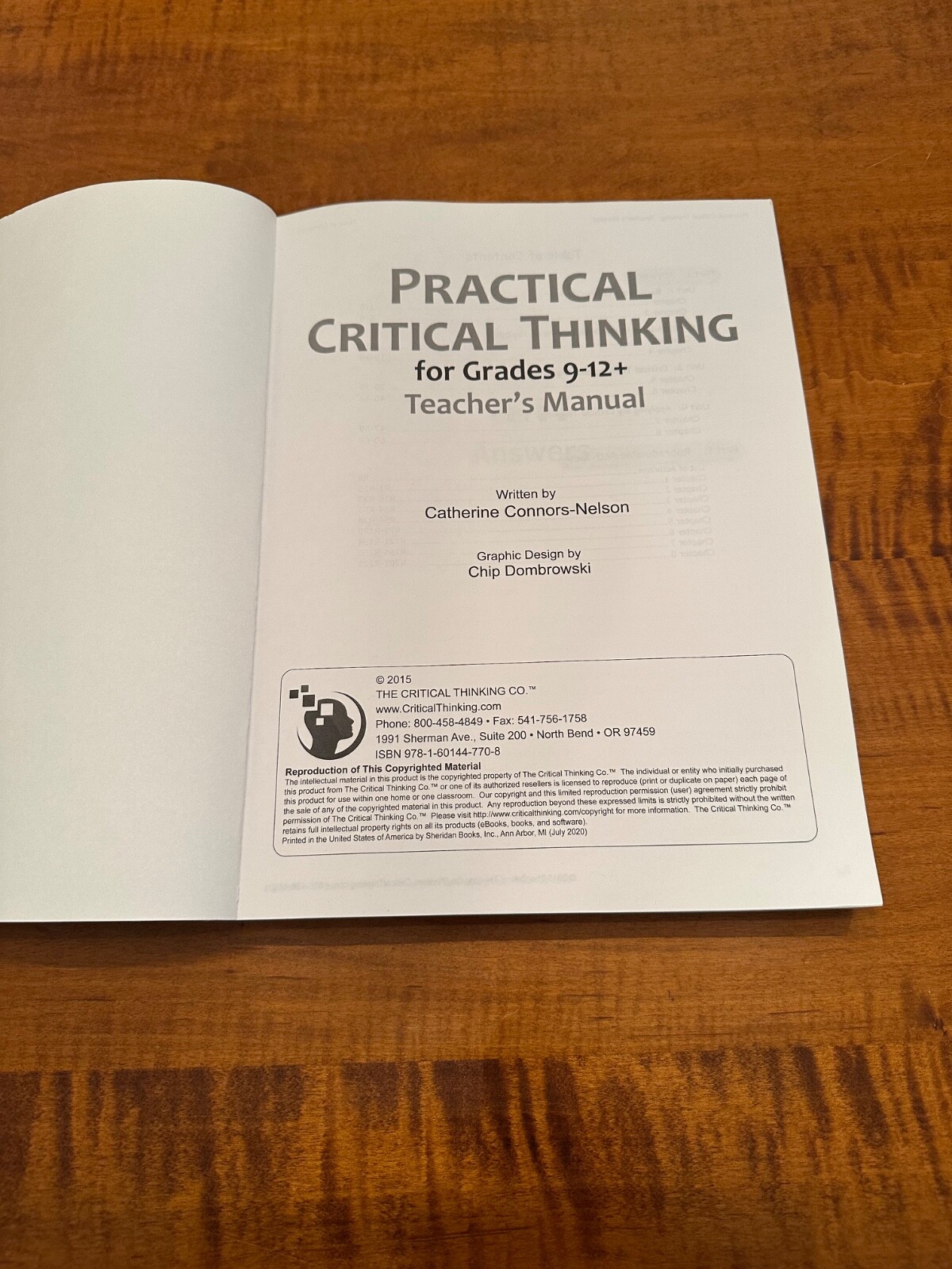 Practical Critical Thinking for Grades 9-12 Teacher’s Manual