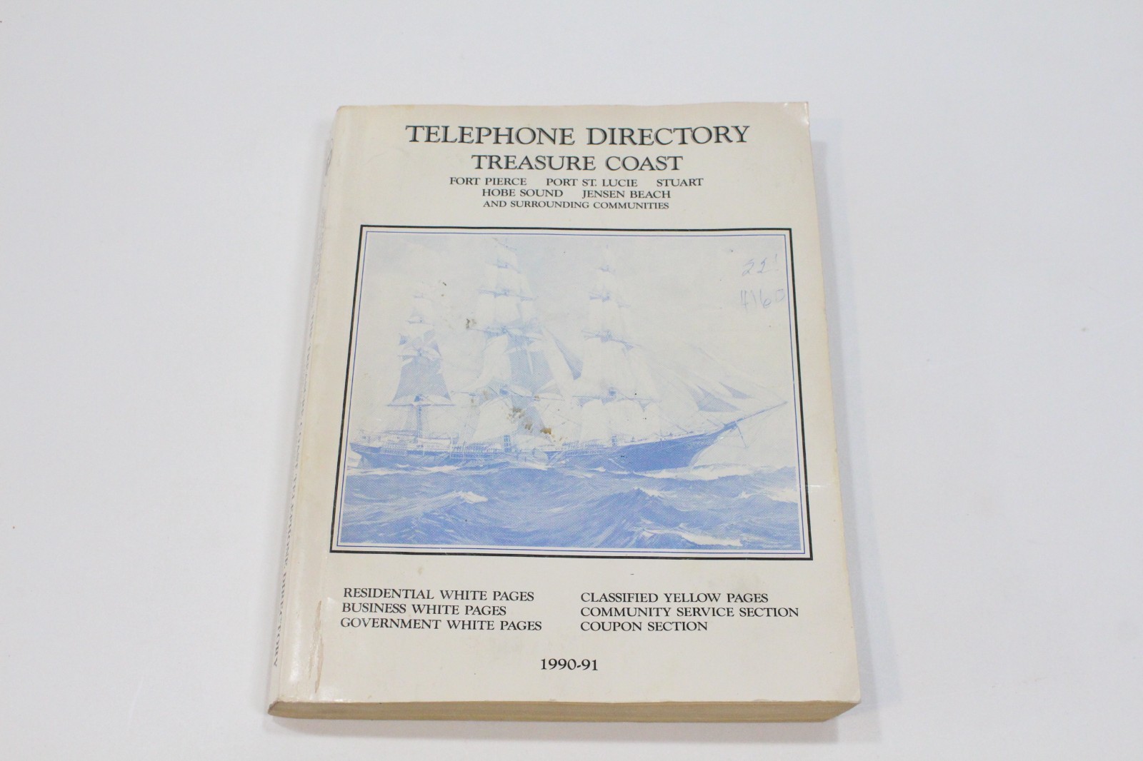 Treasure Coast Telephone Directory White Yellow Pages 1990-1991 Phone Book