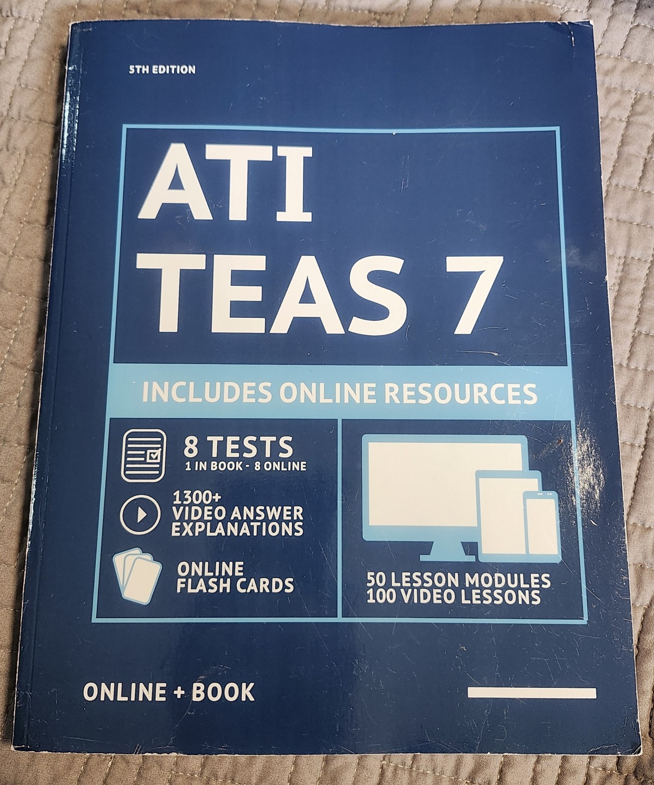 ATI TEAS 7 Study Guide 5th ed Online + Book NO WRITING Smart Edition Academy