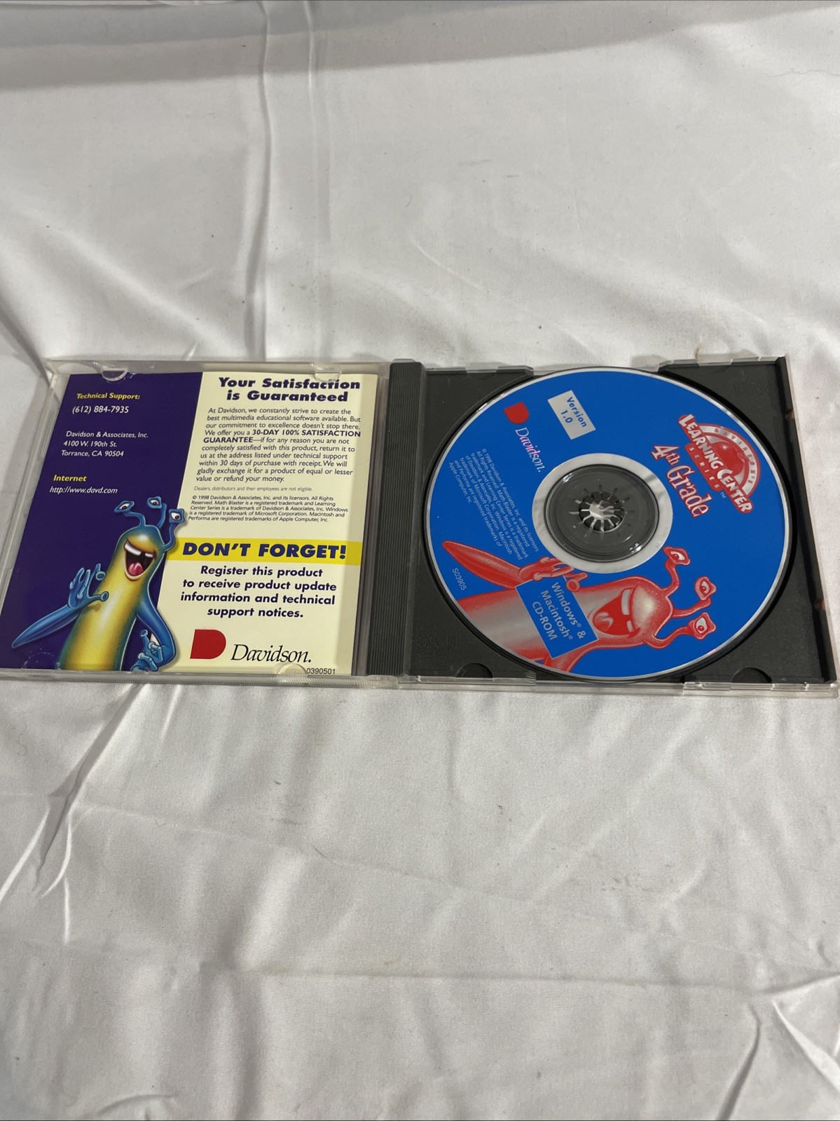 Davidson 4th Grade Learning Center (CD) cd-rom Age 9-10 Thinking Skills AOB