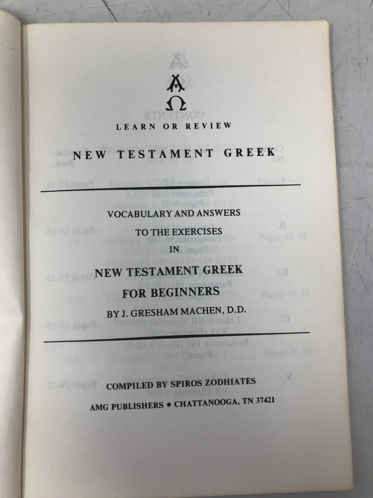 Learn or Review New Testament Greek, Answers, Machen, D.D. (1976) PAM E-38