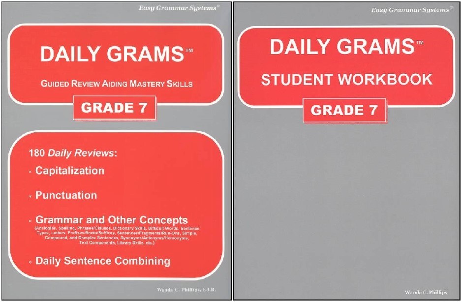 Daily Grams (Easy Grammar) Grade 7 SET Text and Workbook NEW