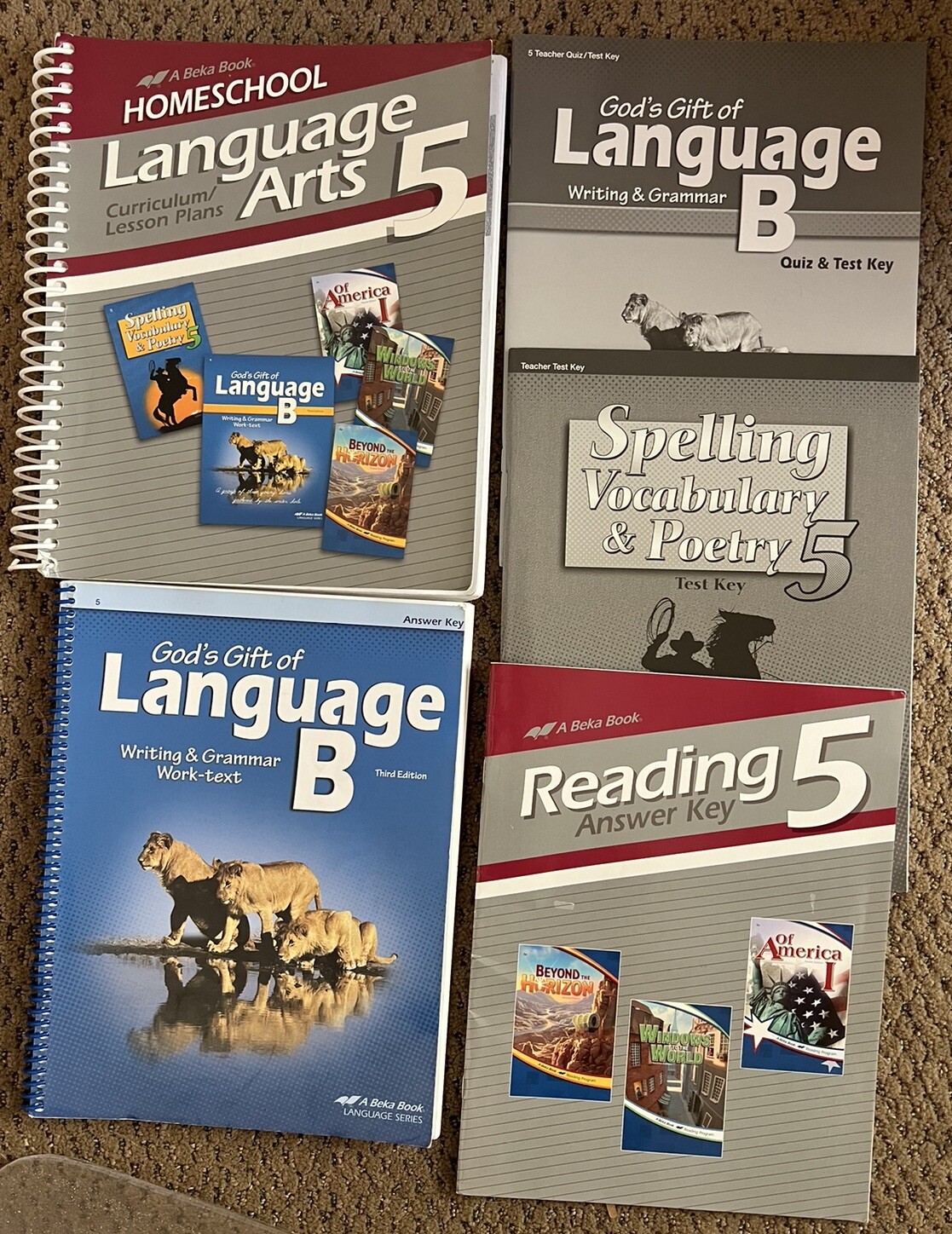 A Beka Language Arts Complete Parent Kit, grade 5, 5 book SET