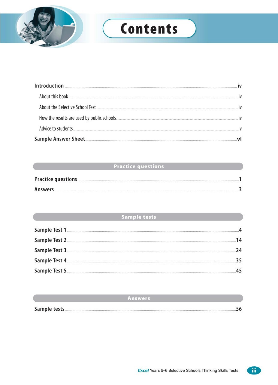 Excel Selective Schools Thinking Skills Tests Years 5-6 2023 New
