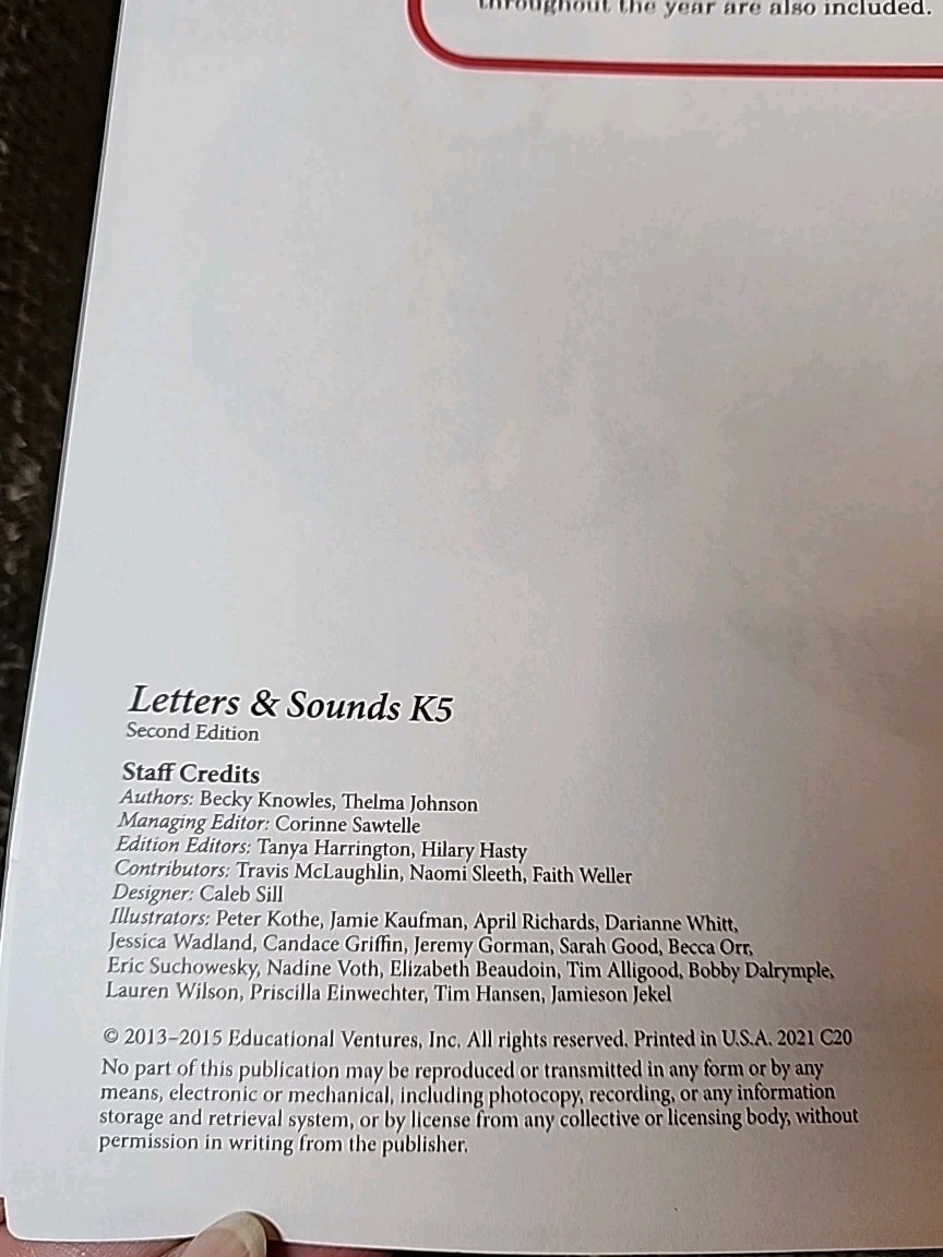 Letters And Sounds K5 Book Abeka A Beka Second Edition Teacher Key