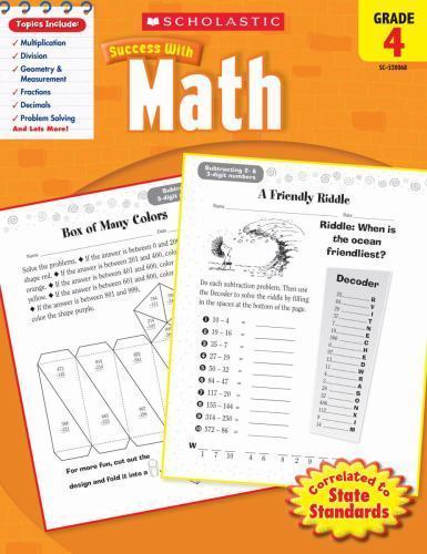 Scholastic Success with Math Grade 4 by Inc. Staff Scholastic (2010, Trade…