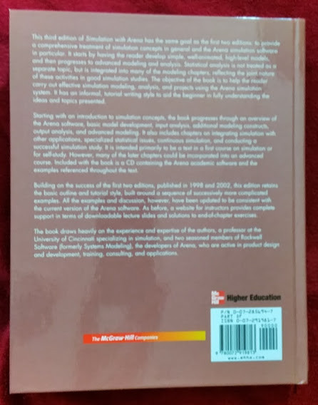 Simulation with Arena 3rd Edition – Book + CD (Academic version) of Arena – NEW