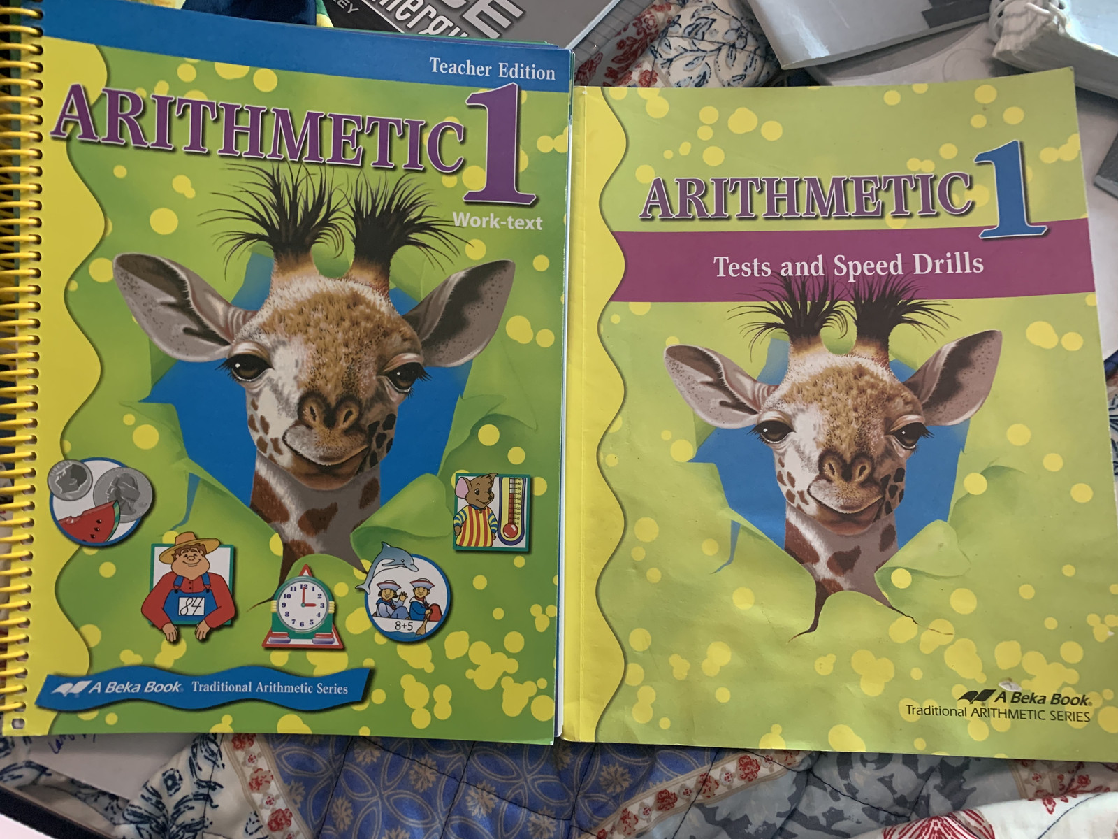 Abeka Arithmetic 1 Teacher Work-Text, Student Tests & Speed Drills Books (Set)