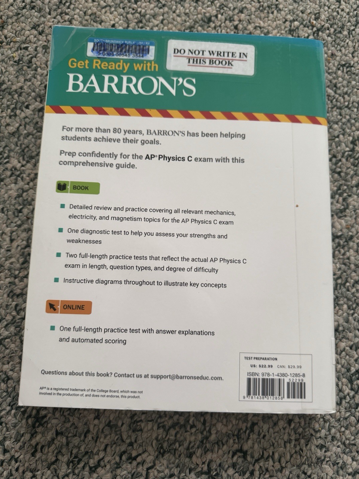 Barron’s AP Physics C 5th Ed Study Guide w/ 4 Practice Tests by Pelcovits & Far…