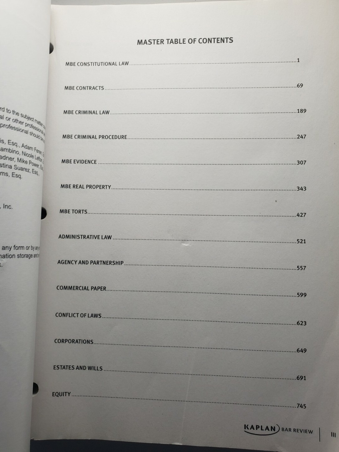 Kaplan Illinois Bar Notes Lecture Materials
