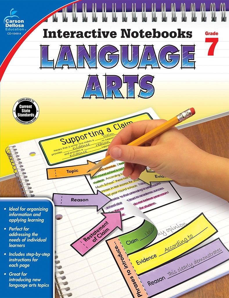 Carson Dellosa 7th Grade Language Arts Interactive Notebooks, Personalized W…