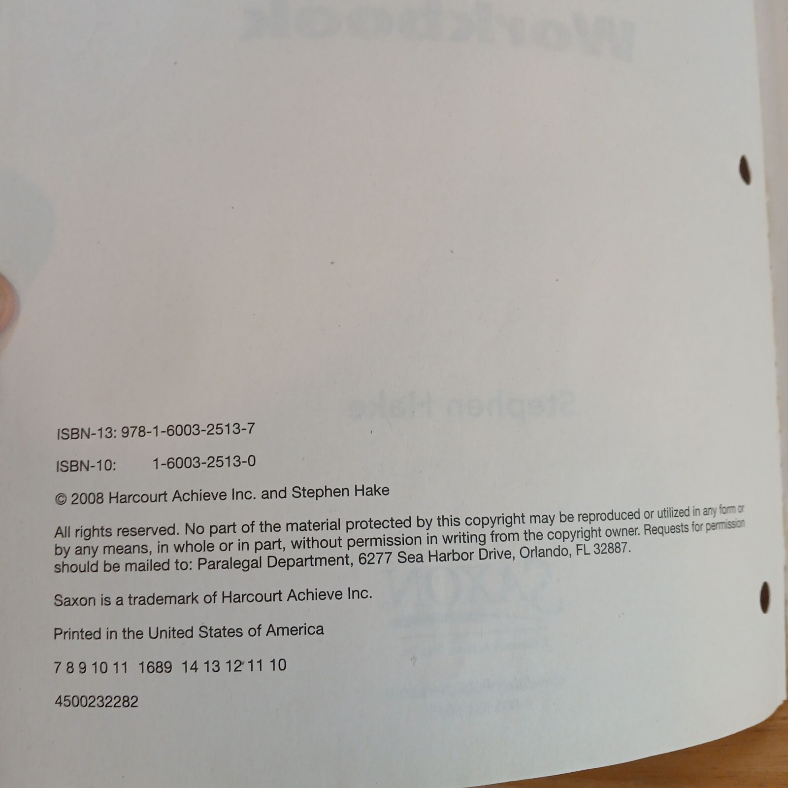 Saxon Math Intermediate 4 Power Up Workbook By Stephen Hake READ #H-10