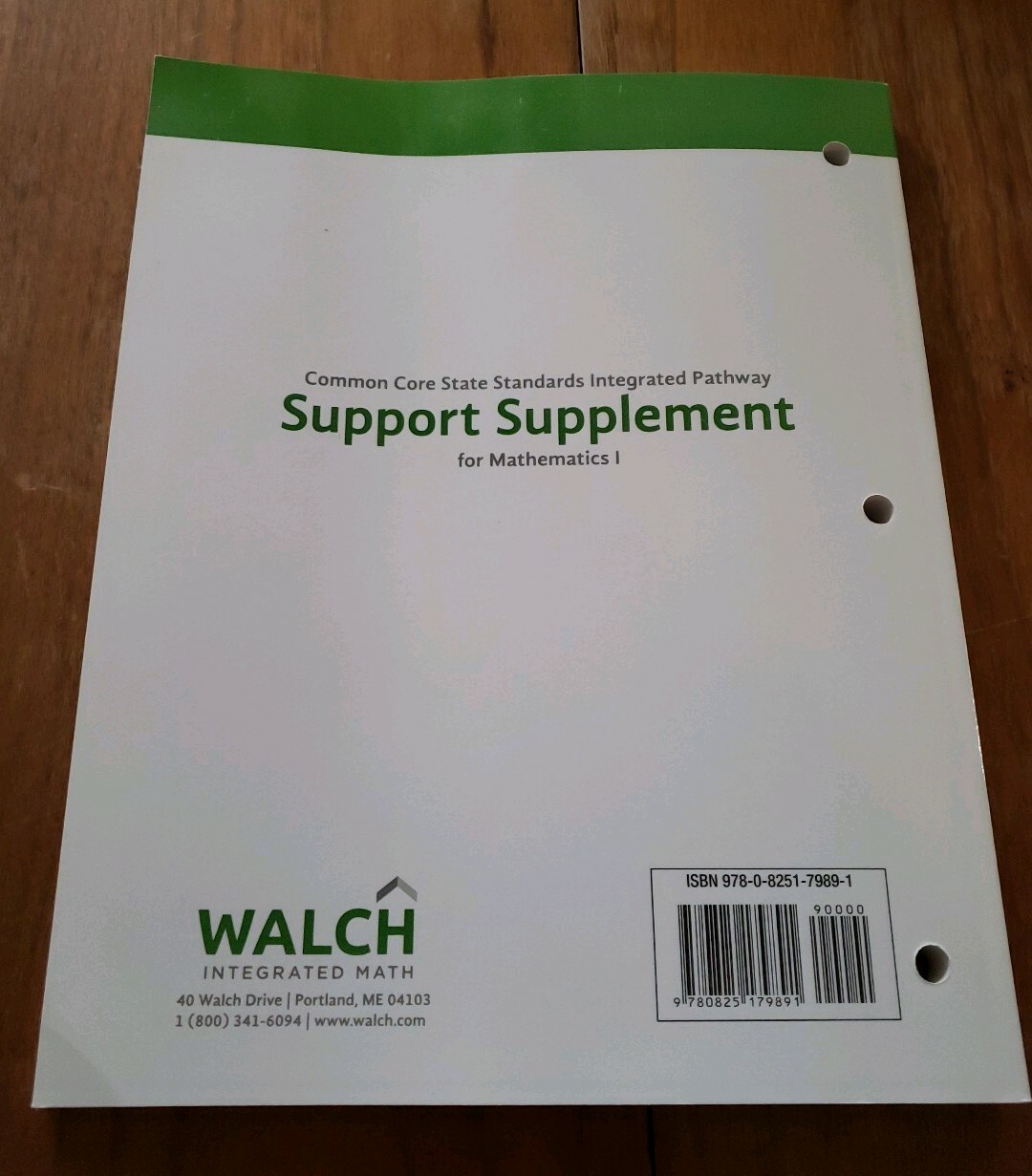 Common Core State Standards for Mathematics 1 Support Student Workbook Unit 4