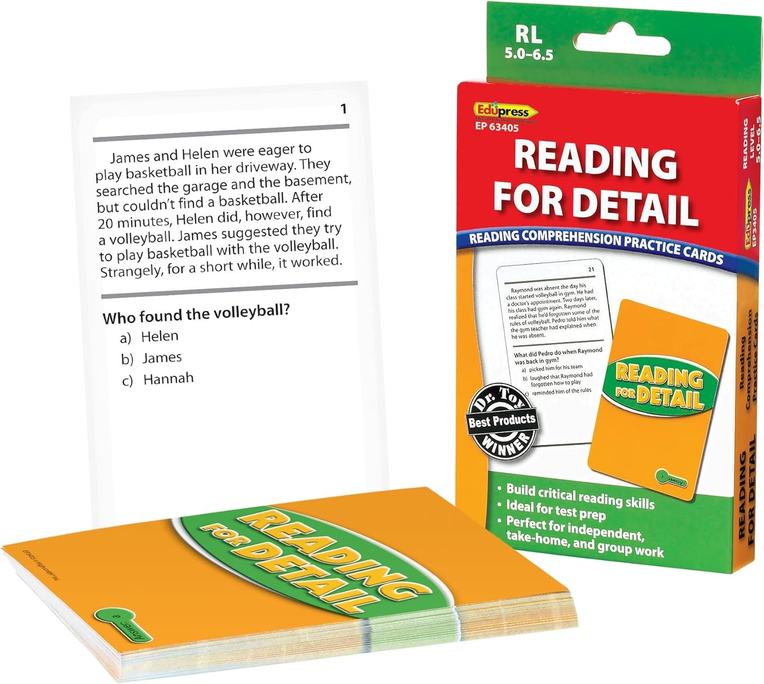 Edupress Reading Comprehension Practice Cards, Informational Text, Red Level