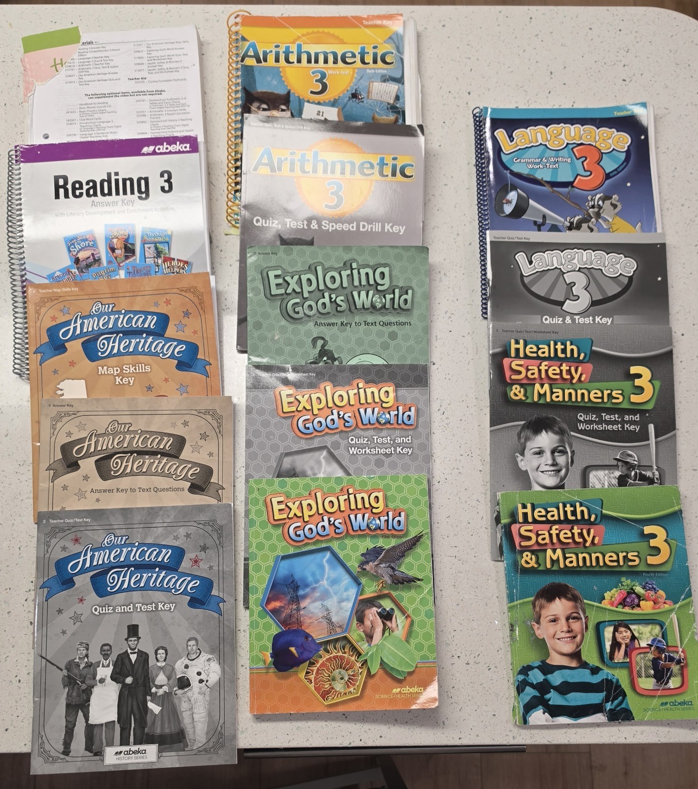 Abeka 3rd Grade 2 Textbook, Teacher Answer Keys Set of 14 Books