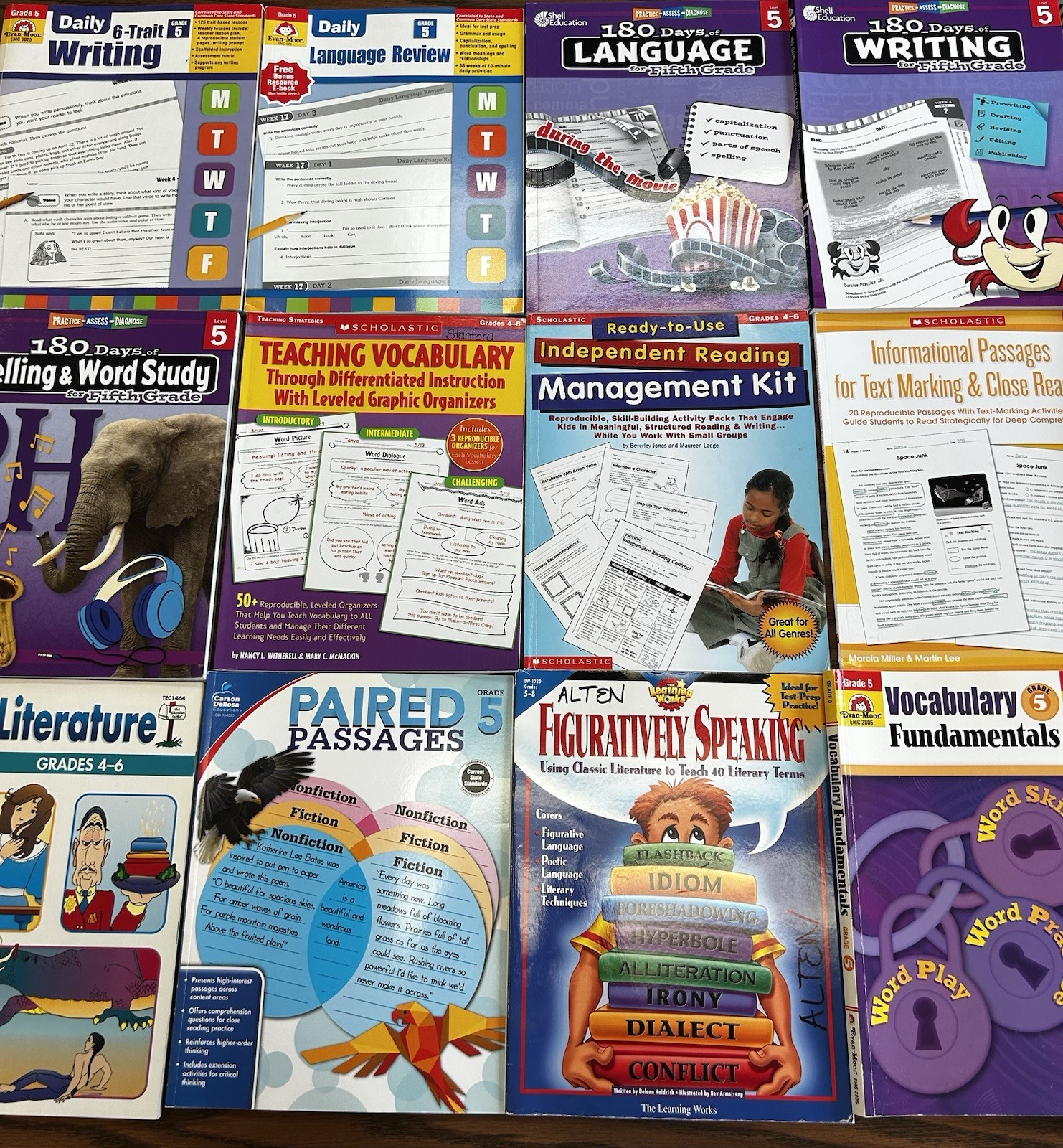 Lot of 12 Teacher ELA Reading Writing Vocabulary Resource Books Grades 4, 5, 6