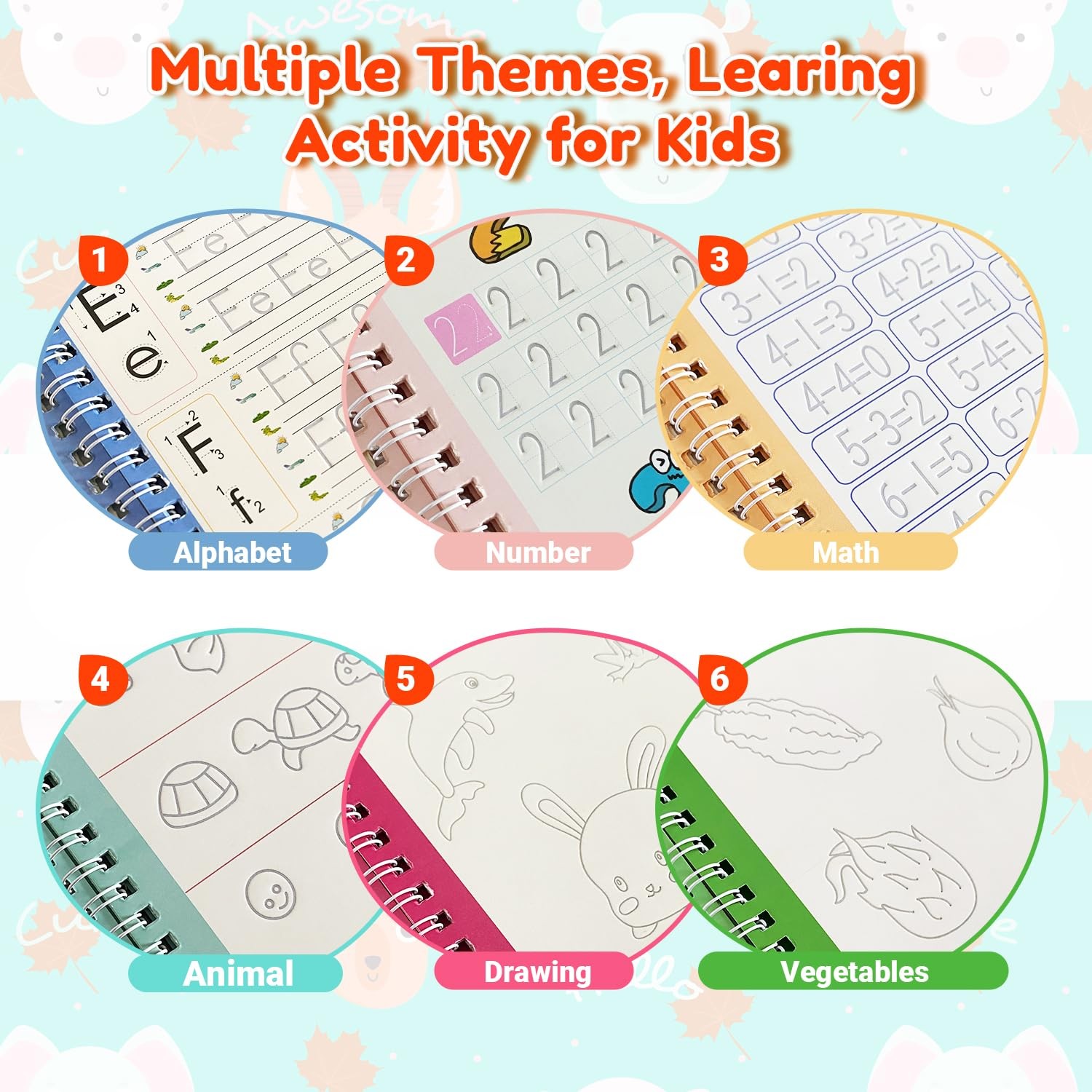 Elover Magic Grooved Writing Practice for Kids,Reusable Grooved Handwriting Work