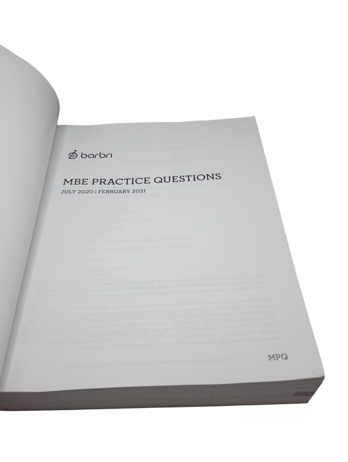 Barbri MBE Practice Questions Paperback July 2020 February 2021 MPQ Study Guide