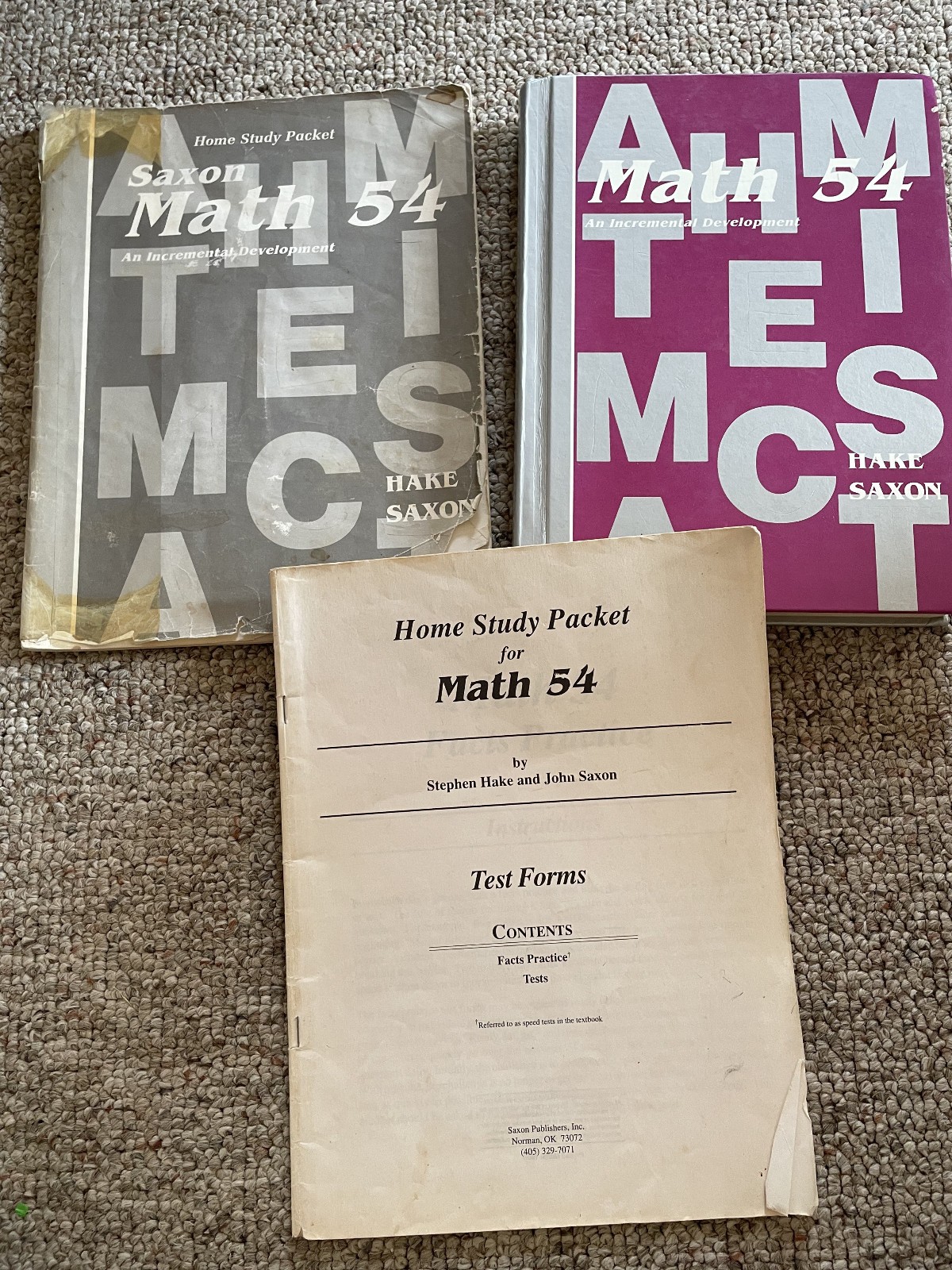 Saxon 54 Math SET (1st Edition) Textbook – Answer key – Test forms
