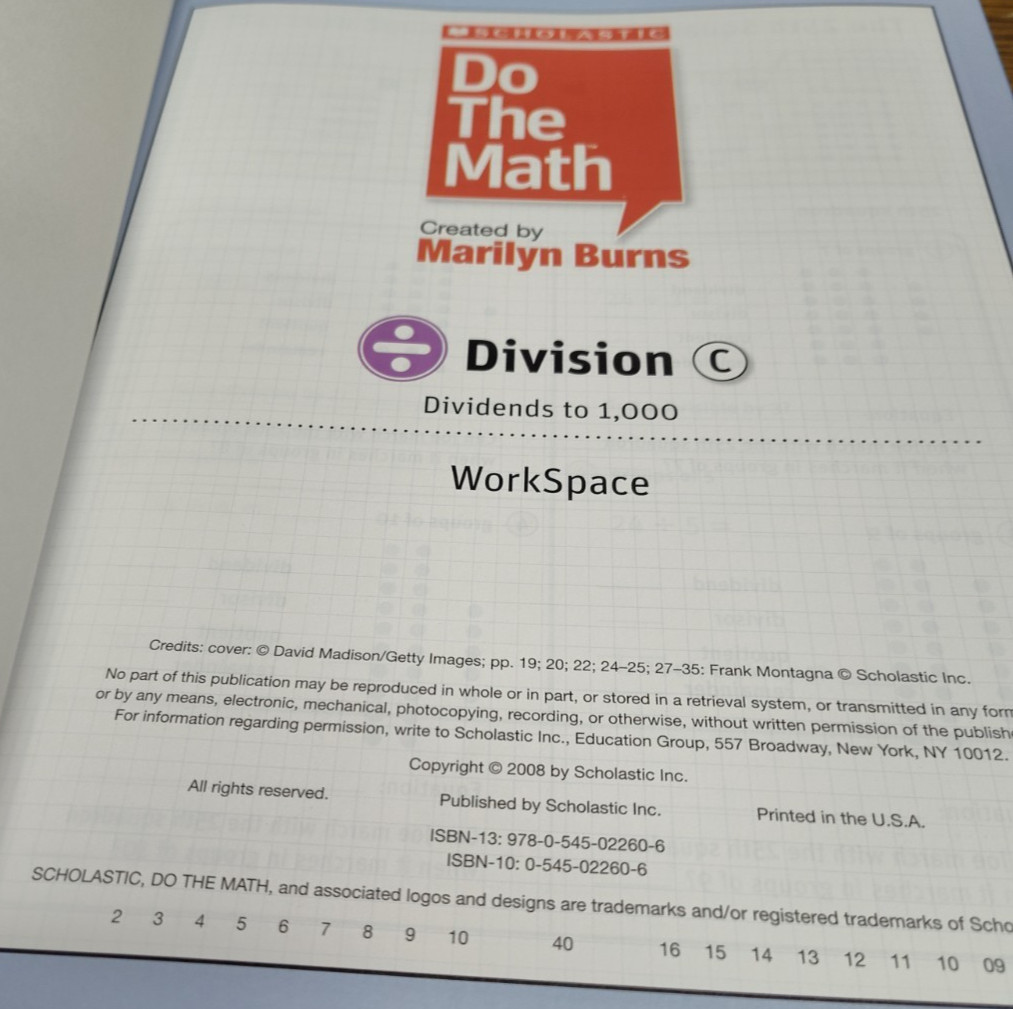 SCHOLASTIC DO THE MATH WORKSPACE DIVISION C DIVIDENDS TO 1,000, PB, Burns