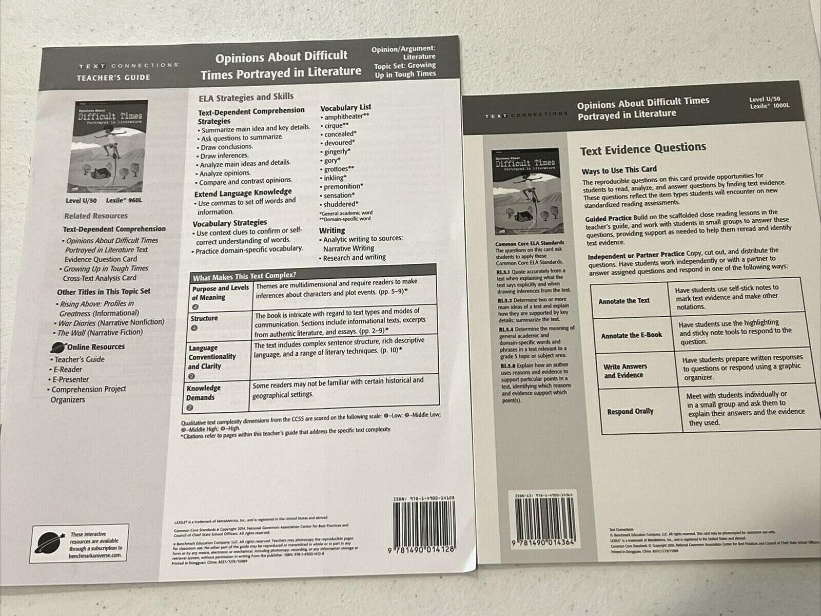 Benchmark Grade 6 Unit 2 Leveled Texts Books Guides Evidence Question Cards
