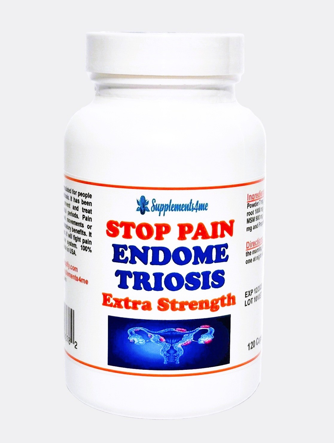 HOW TO STOP ENDOMETRIOSIS PAIN – PAINLESS – 120 CAPS MADE IN USA