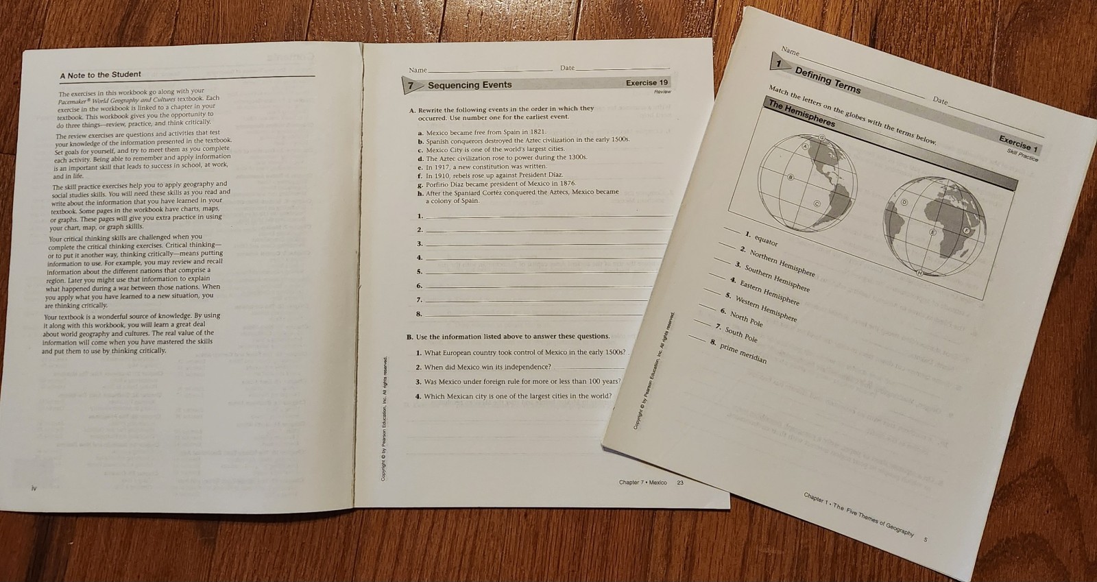 Pacemaker World Geography And Cultures Workbook And Answer Key Not Written In