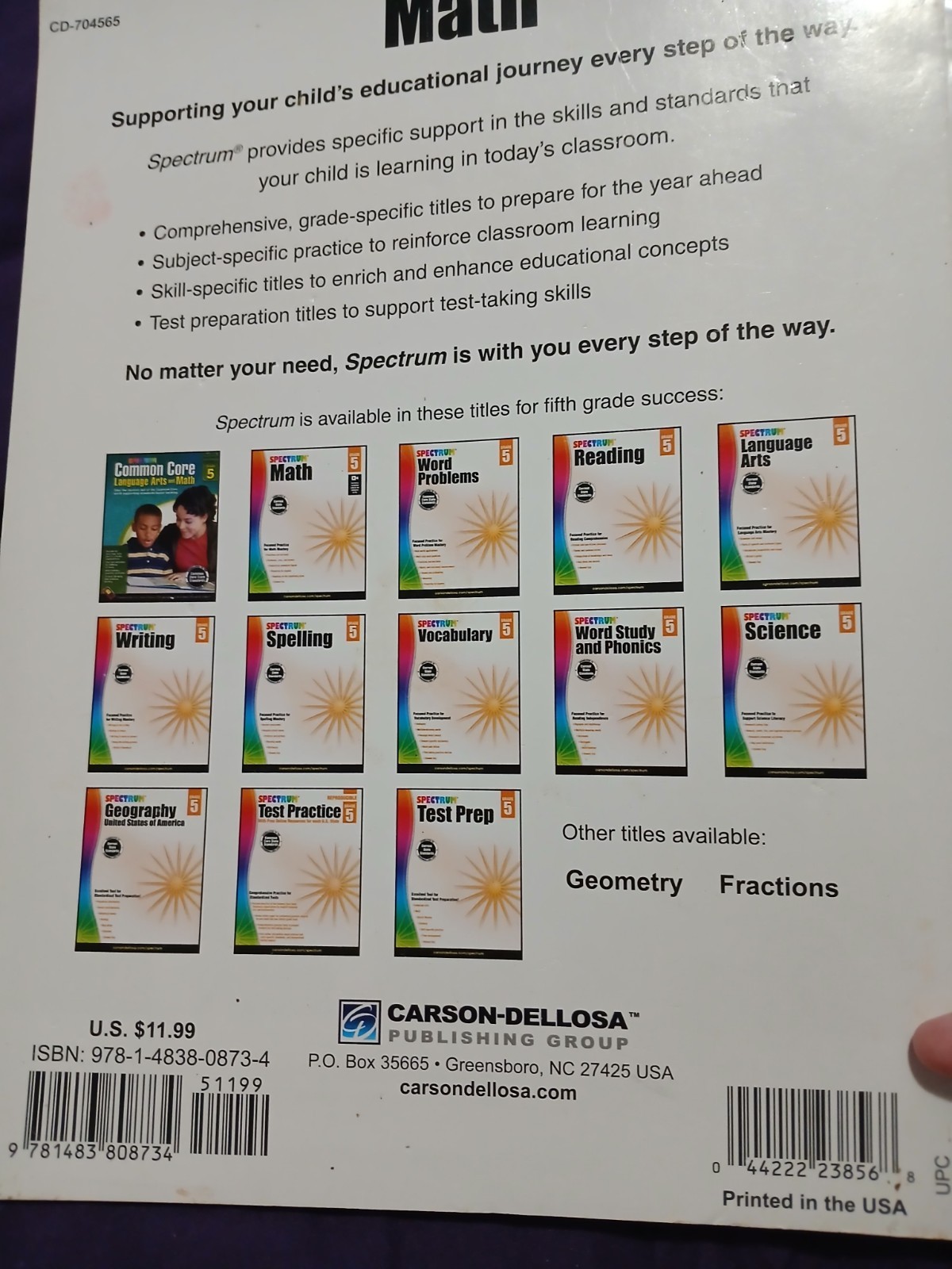 Spectrum Math Workbook Grade 5