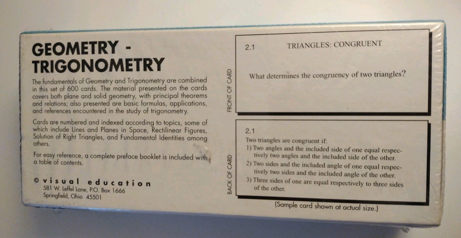 Cards Academic Study Kit Set Flash Cards VIS-ED Geometry Trigonometry