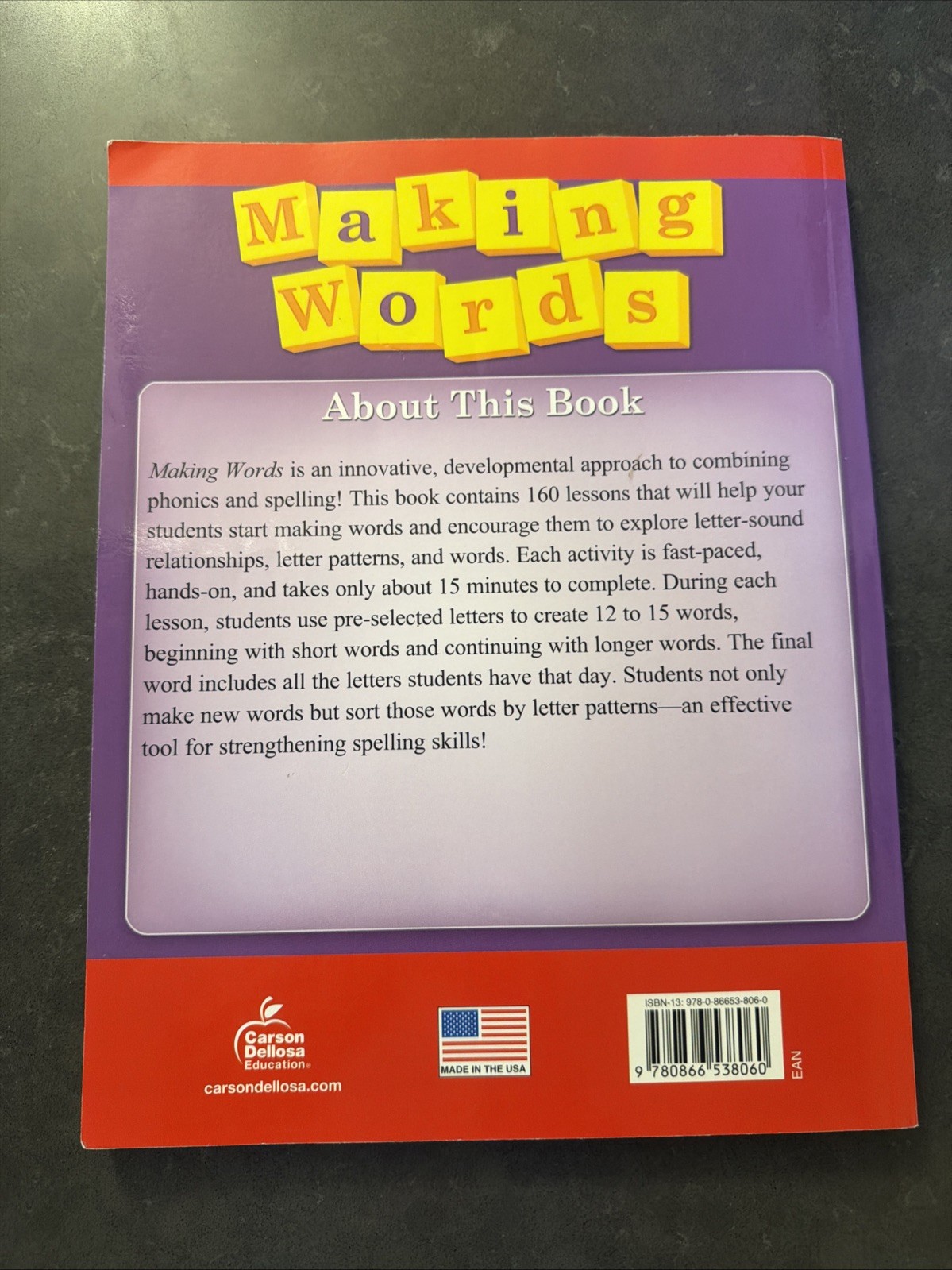 Carson Dellosa Making Words Spelling Workbook, Phonics Book for Grades 1-3, …