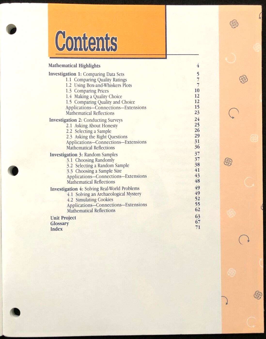 8th Grade – Connected Math – SAMPLES AND POPULATIONS – Student Workbook