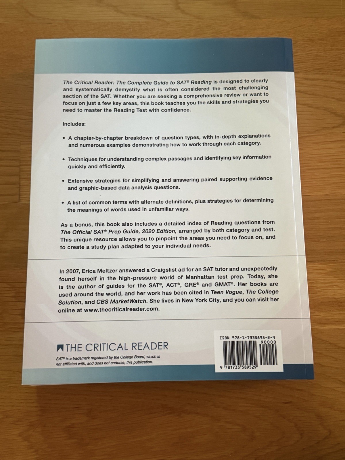 The Critical Reader Complete Guide to SAT Reading 4th Ed Erica Meltzer PB 2020