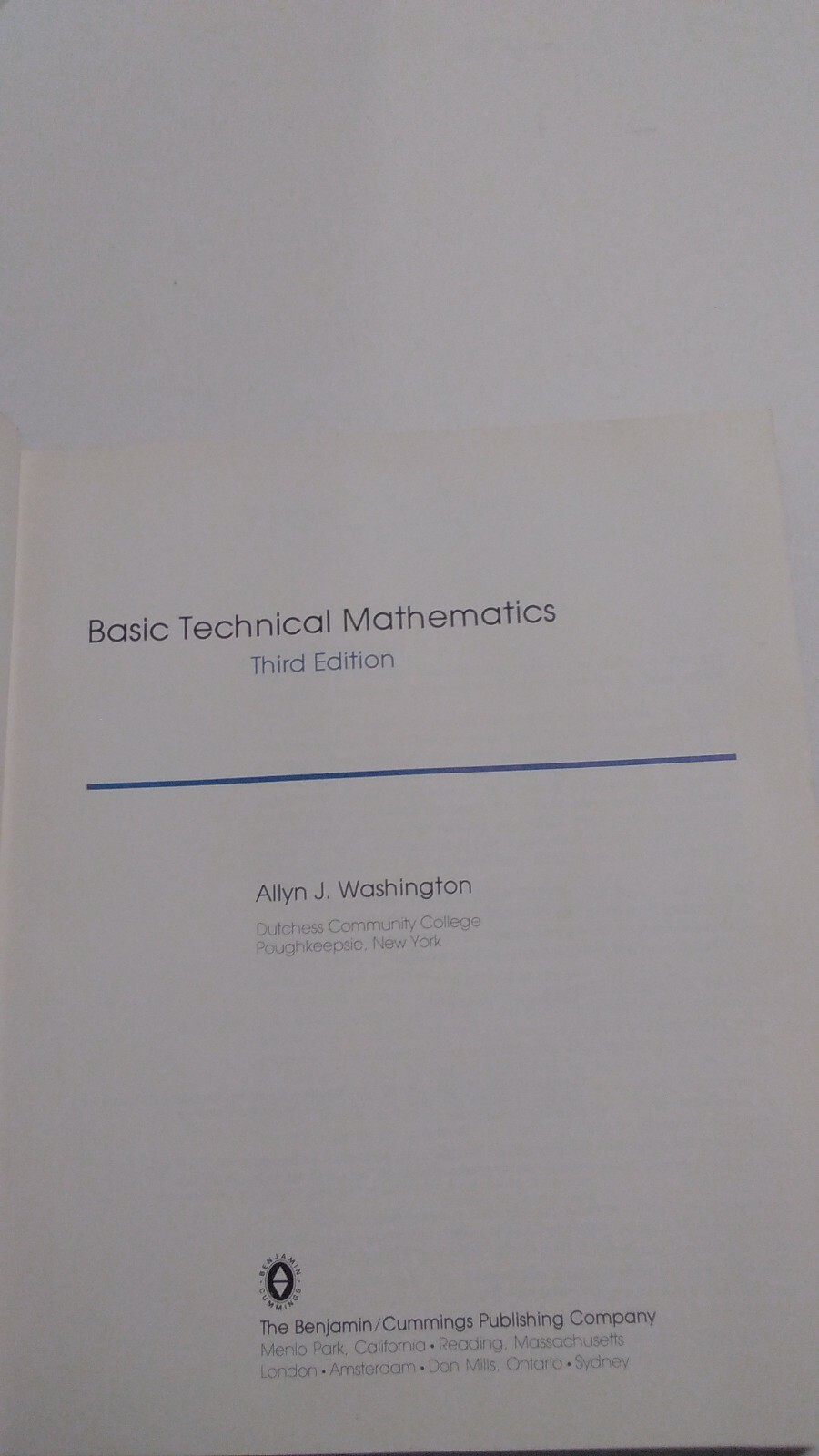 Basic Technical Mathematics by Allyn J Washington (1978) 3rd Edition HC