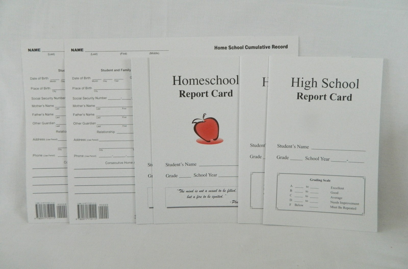 Transcript Record Folder w. 2 High School / 2 Elementary Report Cards Homeschool