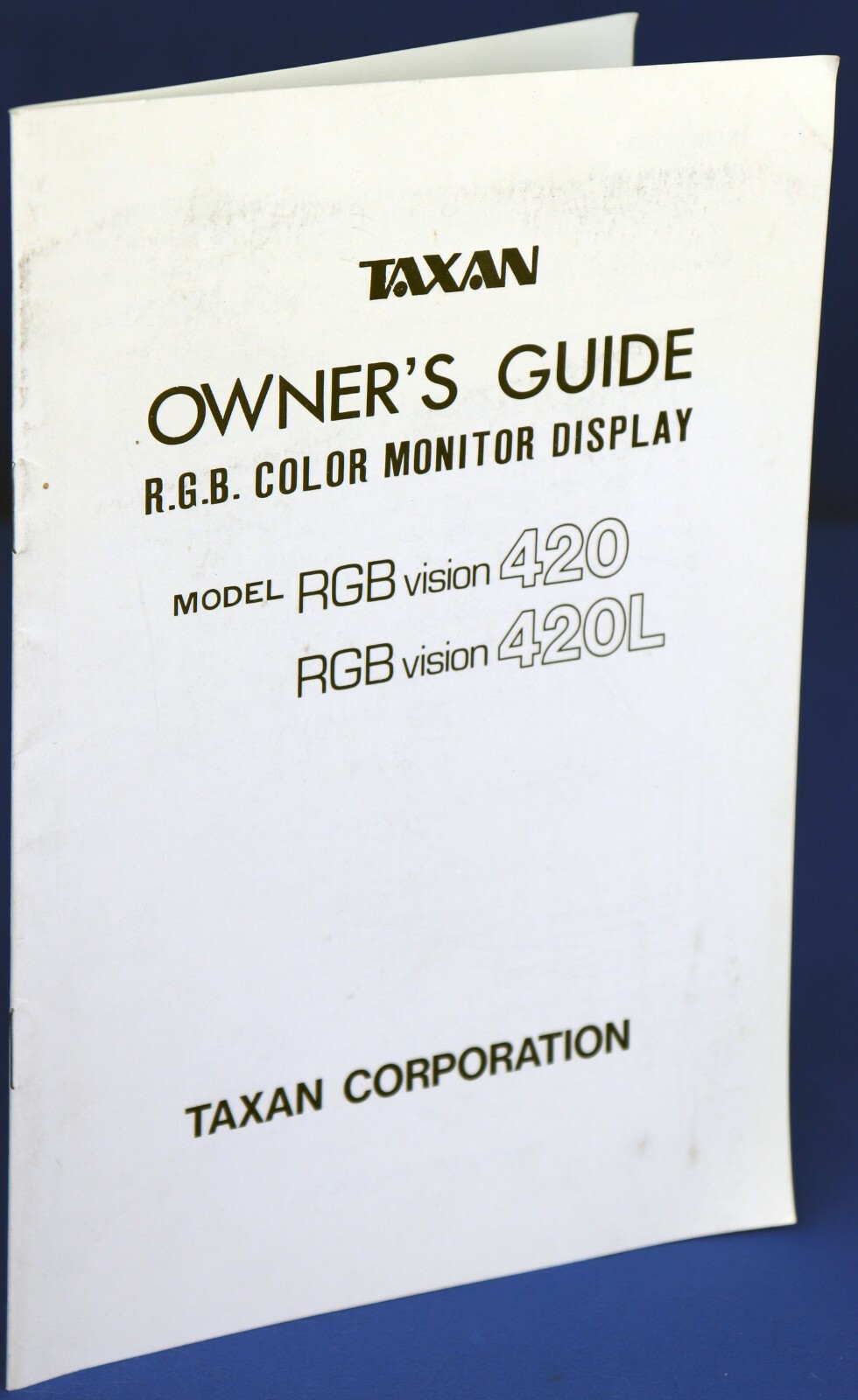Taxan RGB Vision 420 and 420L Owner’s Guide