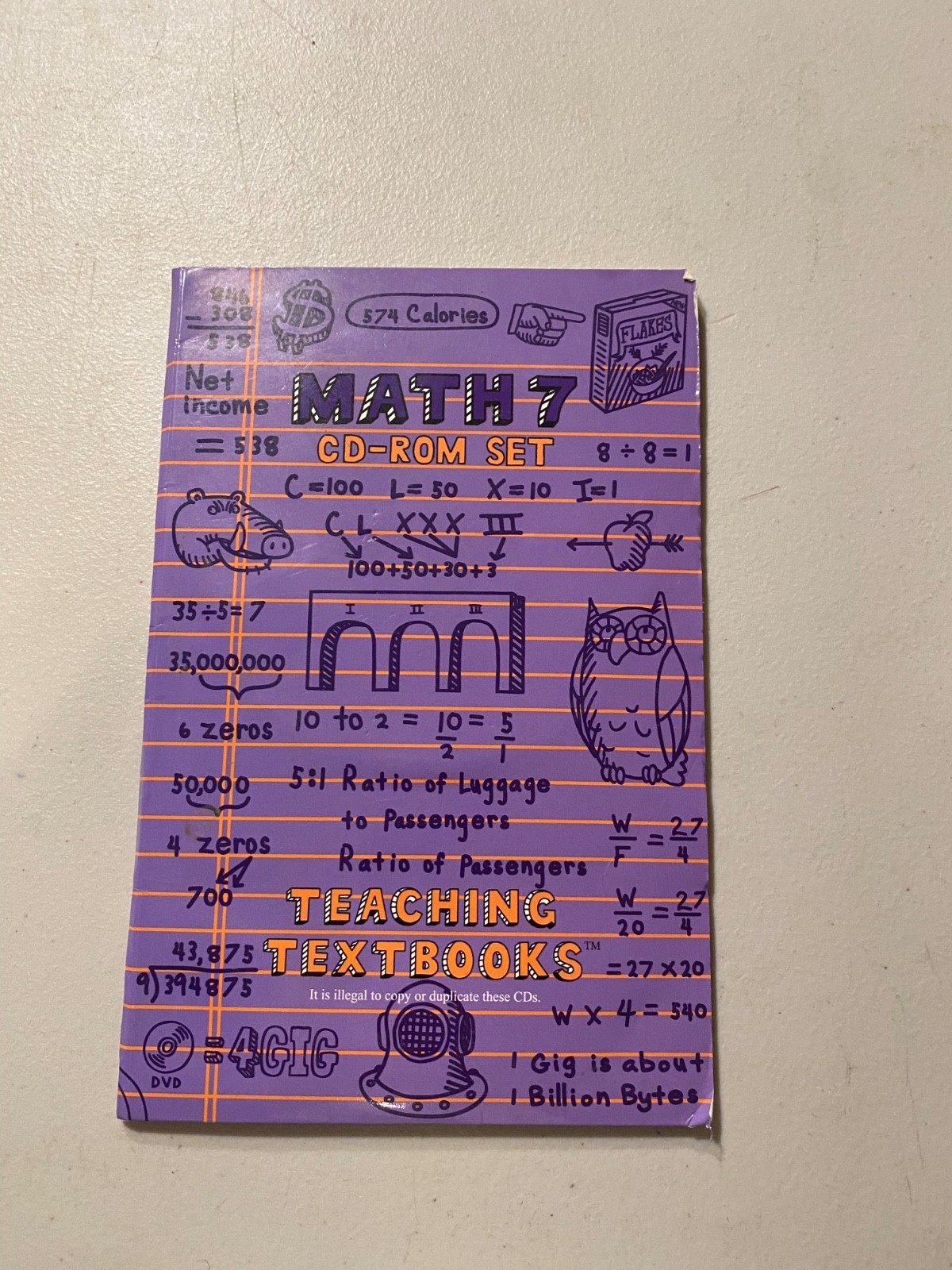 Teaching Textbooks Math 7 CD-ROM Complete 4 Disc Set Homeschool Curriculum