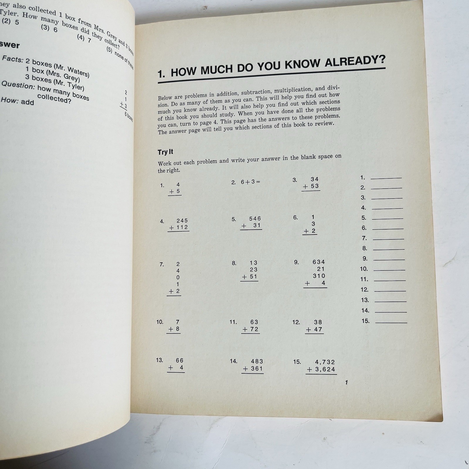 Vintage 1972 Cambridge Pre GED Program Introduction Arithmetic Math Study Book