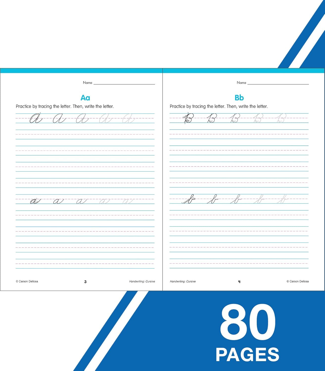 Carson Dellosa Grades 2-5 Cursive Handwriting Workbook, Writing Book with Sight