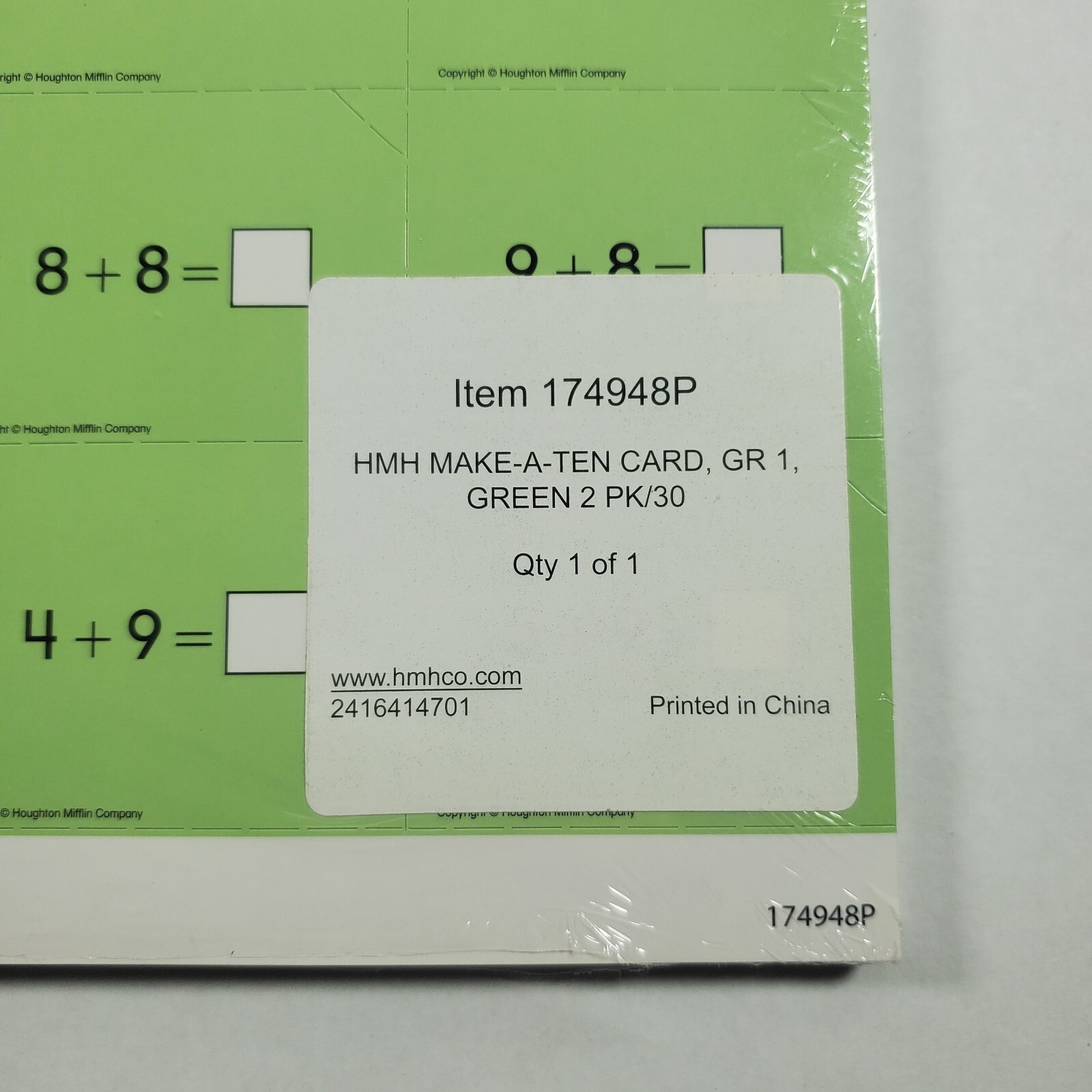 Math Expressions Count on Cards Make a Ten Cards Grade 2 Addition 30 Pack Green