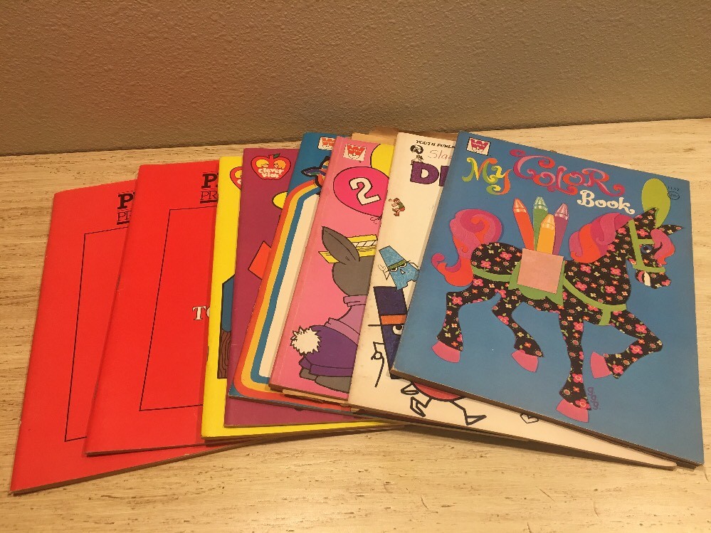 Lot of 8 PHONICS COLORS SHAPES Workbooks Scribner Educational Home School Vtg.