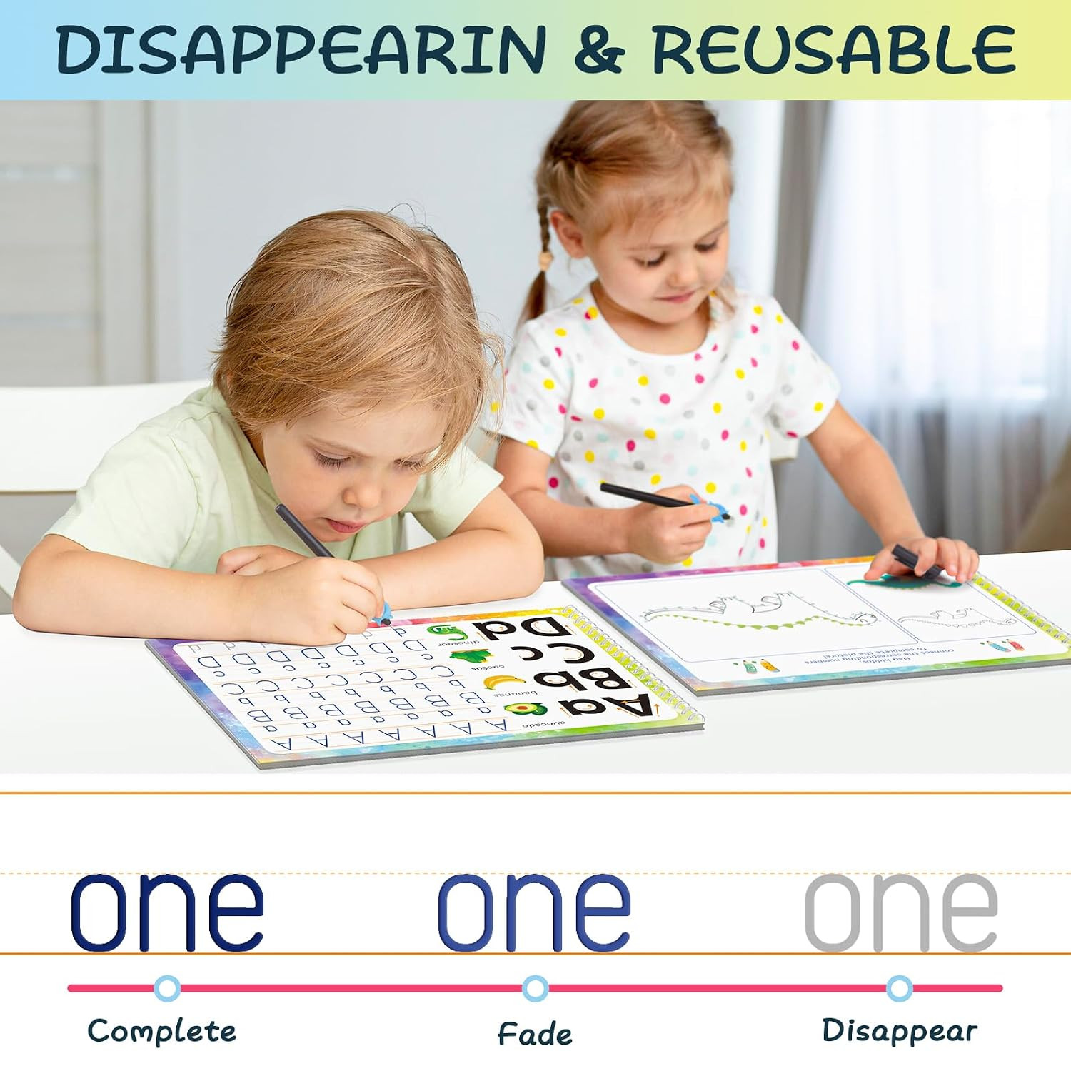 6-Pack Magic Grooved Writing Practice Books Kids 3+ Learn Writing | Reusable Mag