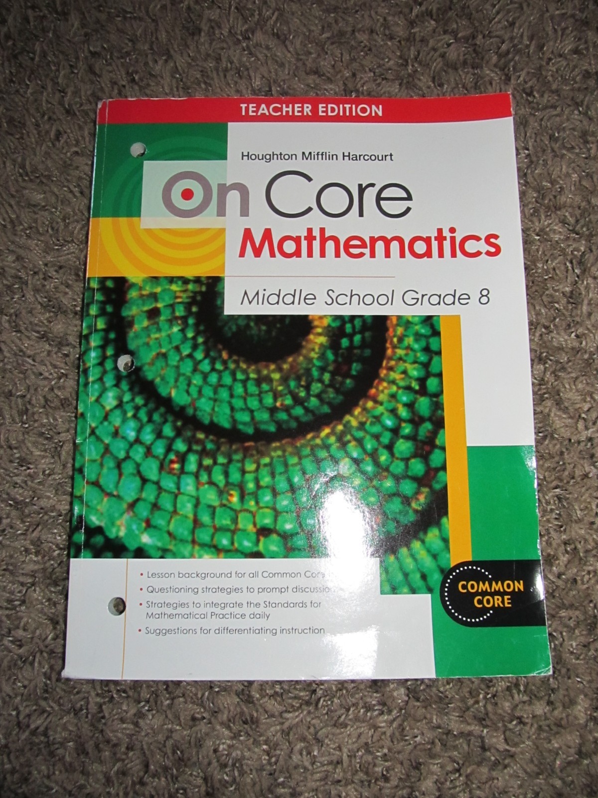 Houghton Mifflin ON CORE Mathematics Middle School Grade 8 Teacher Edition