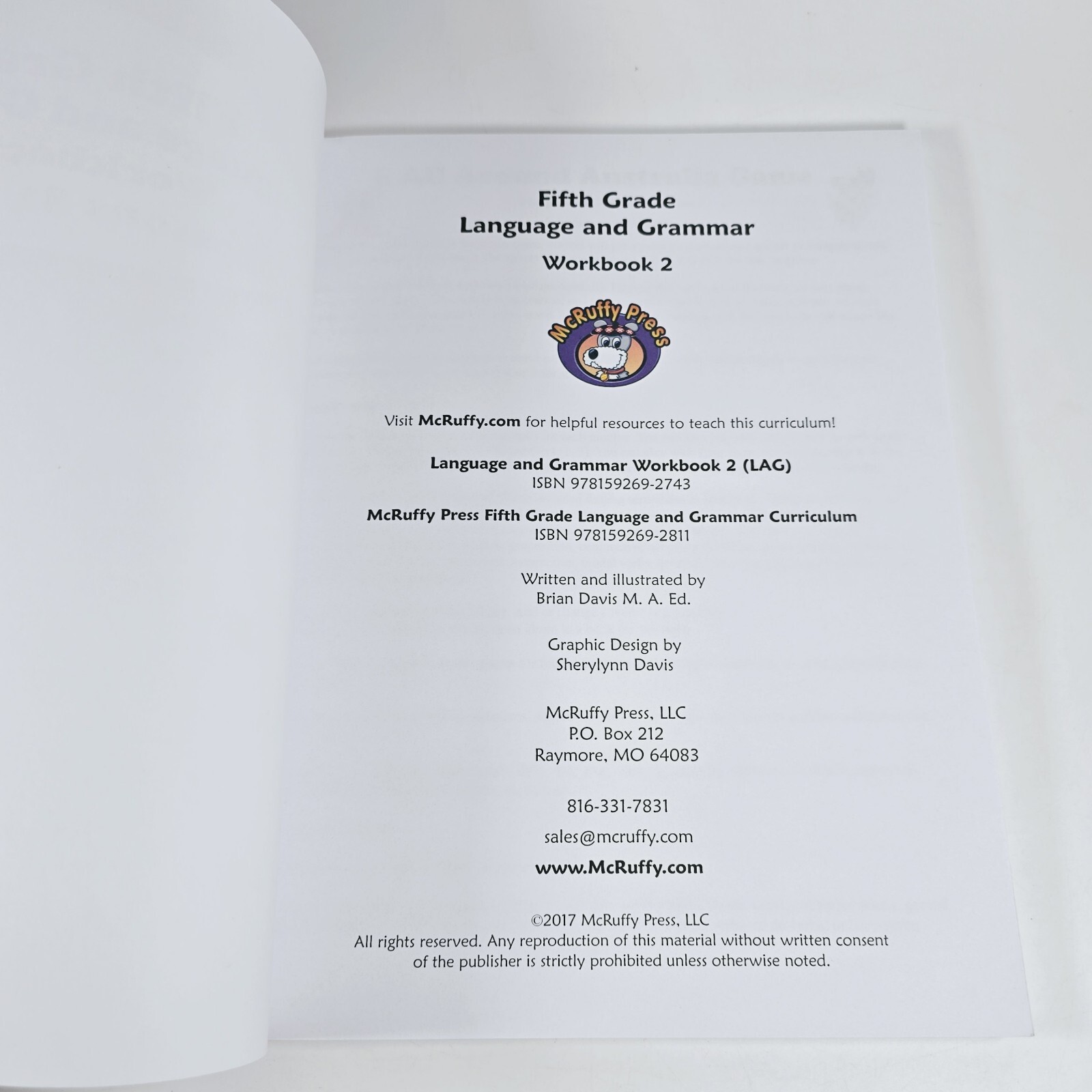 McRuffy Press – 5th Grade Language & Grammar Workbook 2 Lessons 81-160