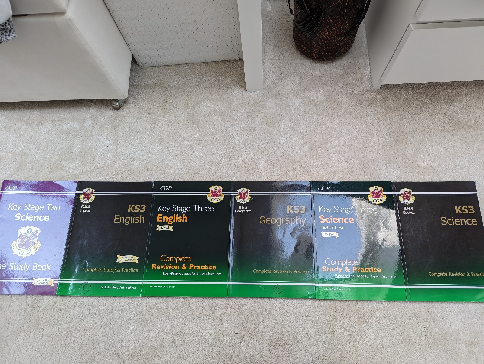 6 CGP KS3+KS2 Science English Geography Revision Books